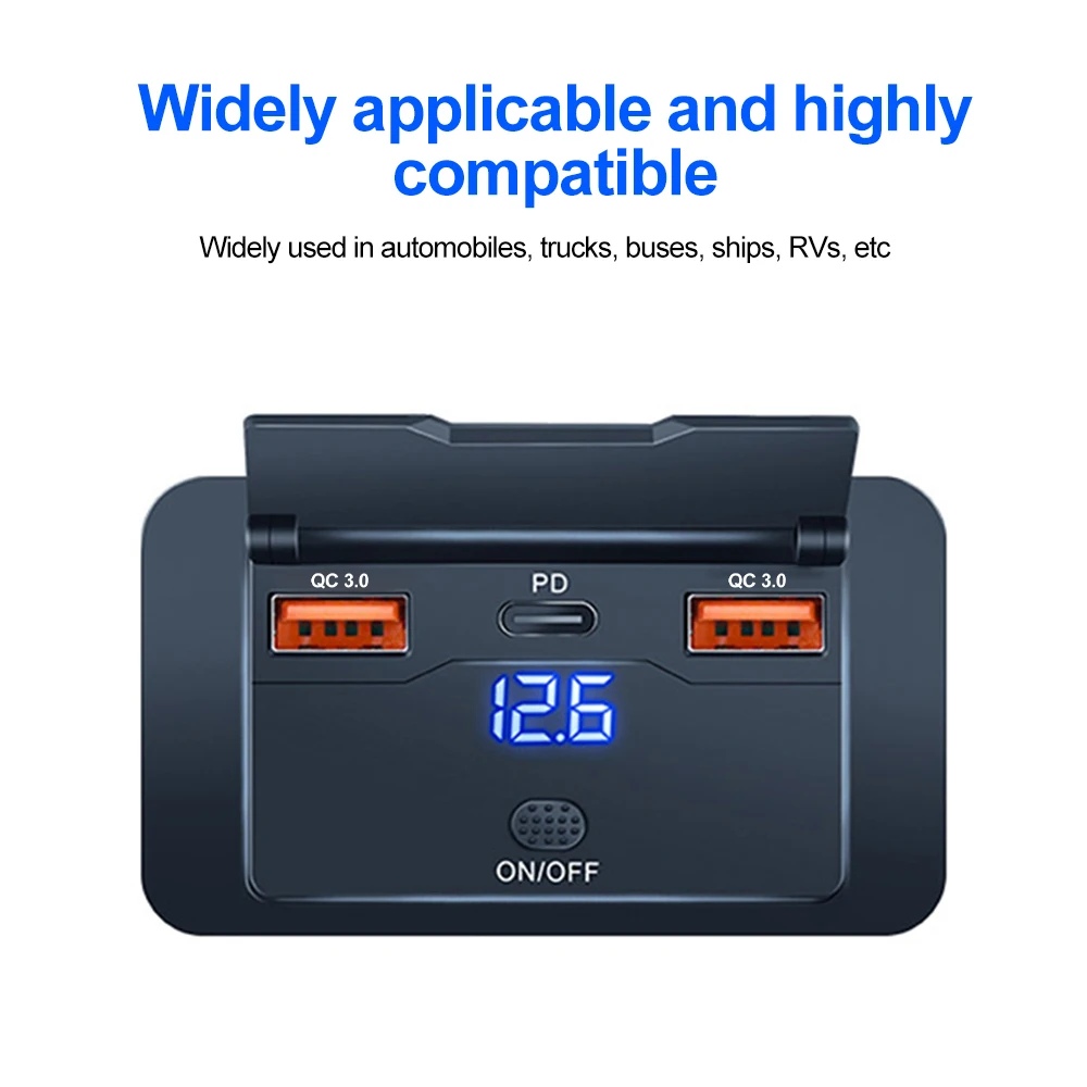 12V 24V USB Outlet Car Charging 4-Ports Dual PD Dual QC3.0 USB C Socket Wall Mount Accessories for Car Boat Marine RV Truck image 3
