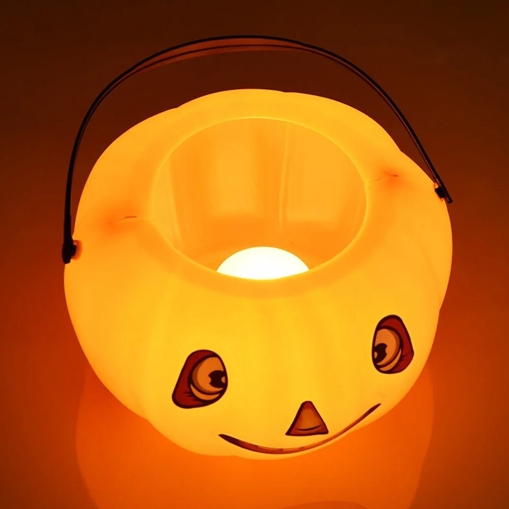 

1Set Halloween Pumpkin Bucket Decorative Candy Container LED Party Favor Kids Treat Bucket Pumpkin Candy Holder