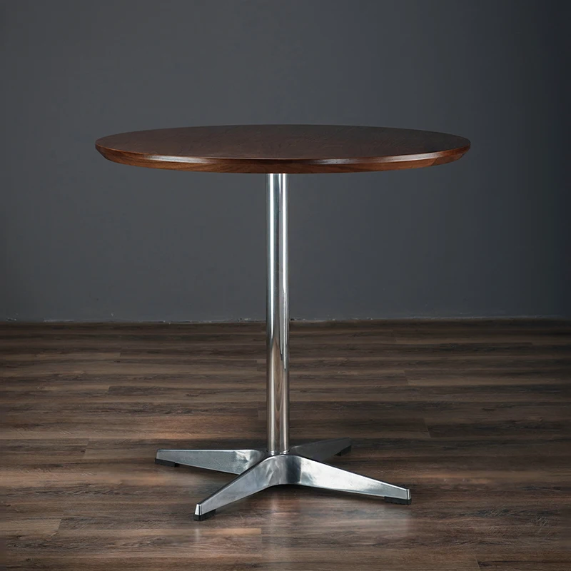 

Nordic Simple Table Walnut Cafe Dining Table Stainless Steel Restaurant Table