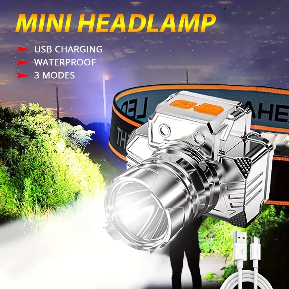 

Most Powerful LED Headlamp USB Rechargeable Headlight 3 Modes Waterproof Head Lamp Head Flashlight for Outdoor Lighting