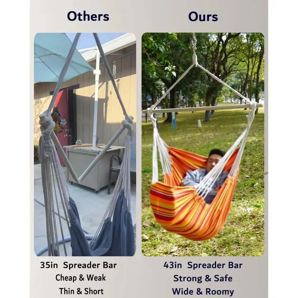 Hammock Chair Hanging Chair Swing Bedroom with Oot Rest, Max 500 Lbs, Steel Spreader Bar with Anti-Slip Rings, 2 Cushions Includ