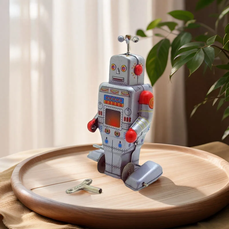 MS372 Collezione di robot quadrati Giocattoli nostalgici in latta Puntelli per riprese con microfilm Artigianato in latta