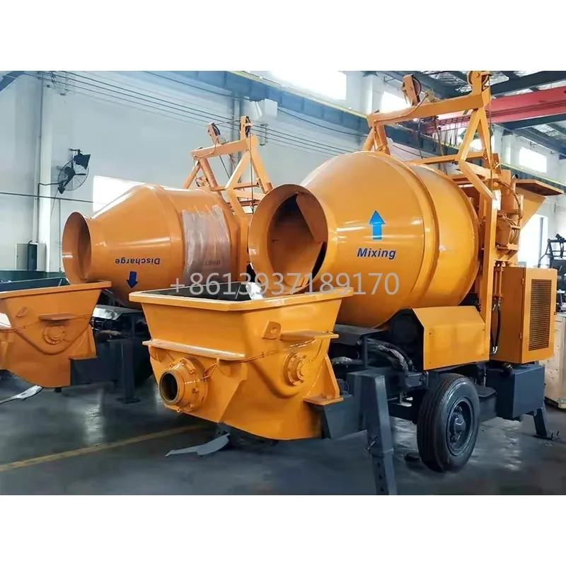 Auto Concrete Mixer Pump Hydraulic Pump Mini Portable Trailer Concrete Cement diesel Engine Concrete Mixer Pump