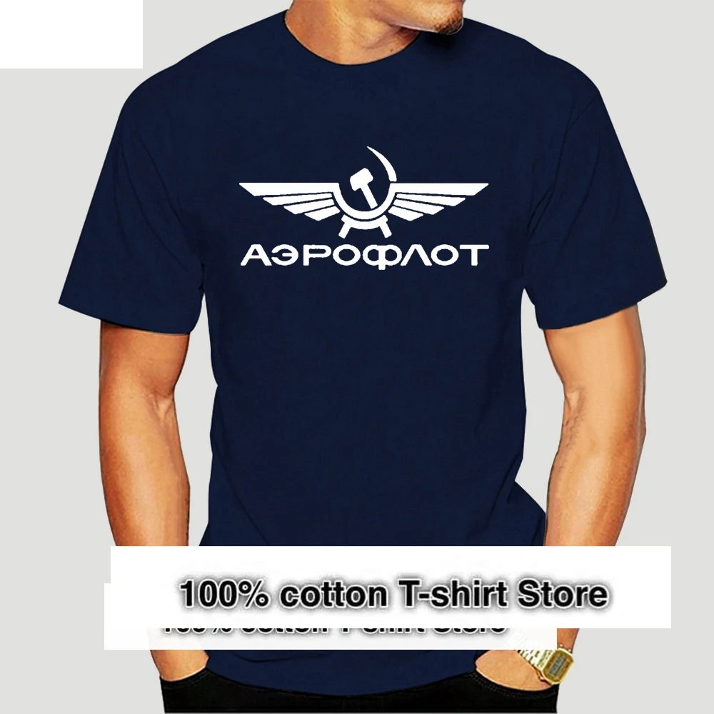 New Russian Soviet Airlines Aeroflot Men's Black T-shirt Casual Cotton Short Sleeve T Shirt Tees Top Harajuku Streetwear 2178K