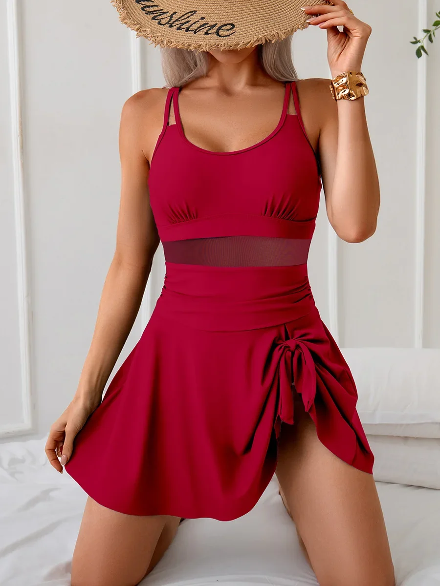 2025 Nuevo traje de baño de una pieza para mujer, trajes de baño estilo vestido, traje de baño, traje de baño para mujer