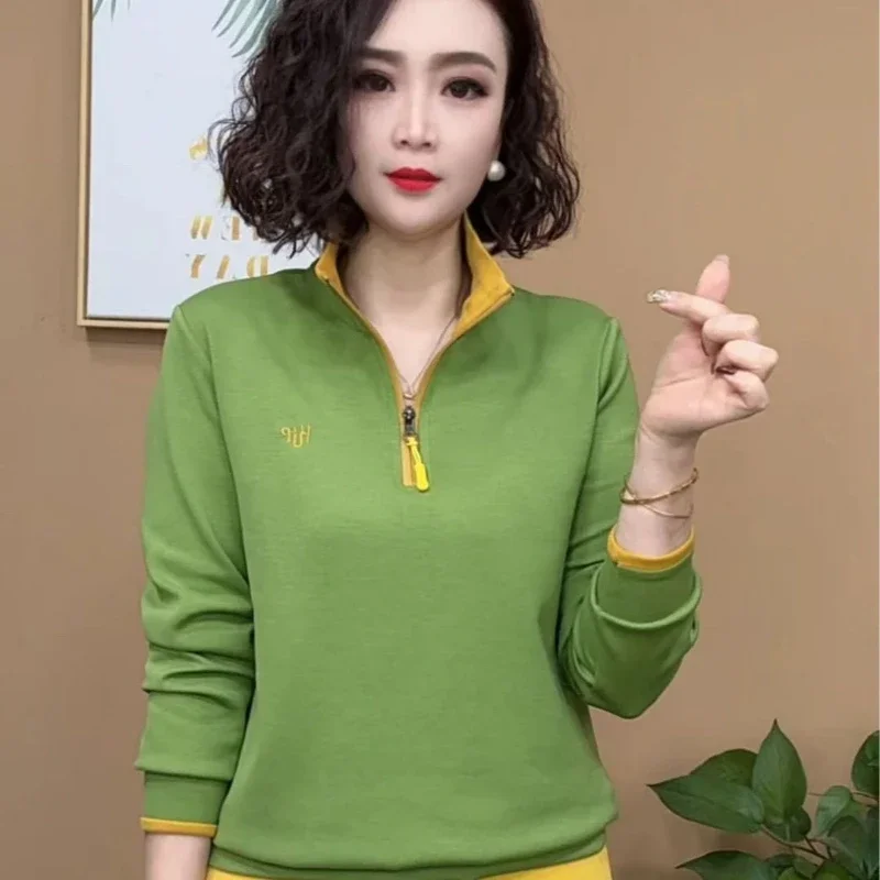 Camiseta de manga comprida temperamento feminino topo esportes base camisa moletom primavera moda novo moletom casual fino