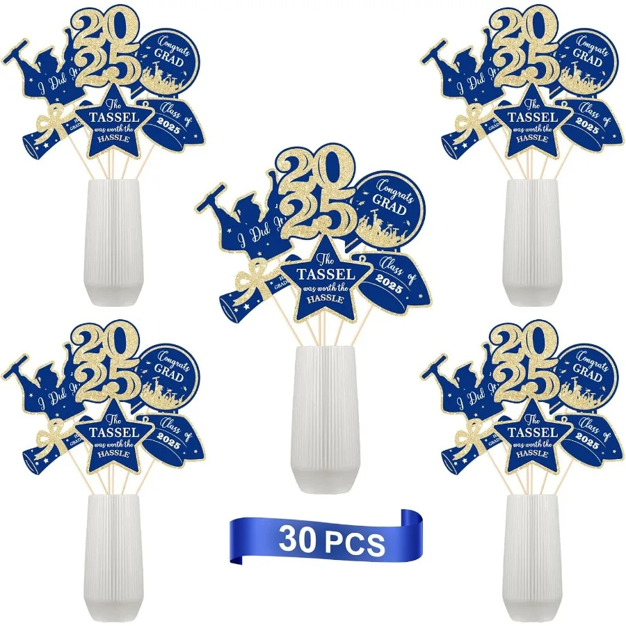 2025년 졸업 파티 장식 테이블 센터피스 스틱 졸업 파티 용품 반짝이는 테이블 토퍼 장식