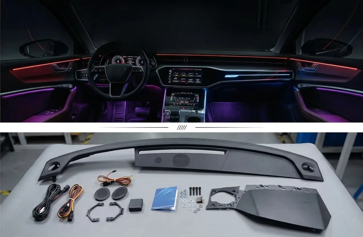 RGB LED Ambient Lighting Wrap Around Interior Dynamic Multicolor Atmosphere Lamp Car Accessories for  A6 C8 19-25