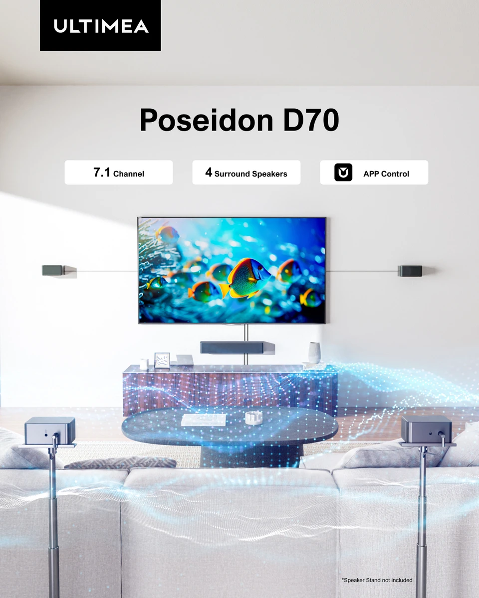 Corde TIMEA-Système de son Surround virtuel 3D avec caisson de basses, barre de son Surround 7.1, 2 haut-parleurs arrière, haut-parleurs TV pour cinéma maison, noir