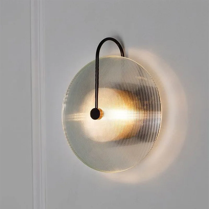 Modern Led Wall Lamp Stripe Round Glass Light Nordic Indoor Lighting Fixture Living Bathroom Bedside Bedroom Decor Sconce Lights
