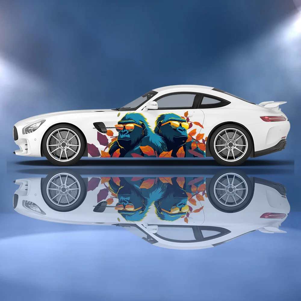 

Chimpanzees Wearing Sunglasses Car Vinyl Wraps Decal Self-adhesive PVC Sticker Suitable for Trucks Decoration Auto Accessories