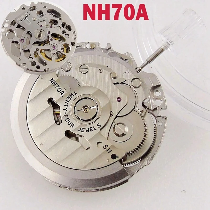 2 Set Japan NH70/NH70A Hollow Automatic Watch Movement 21600 BPH 24 Jewels High Accuracy Fit For Mechanical Watches