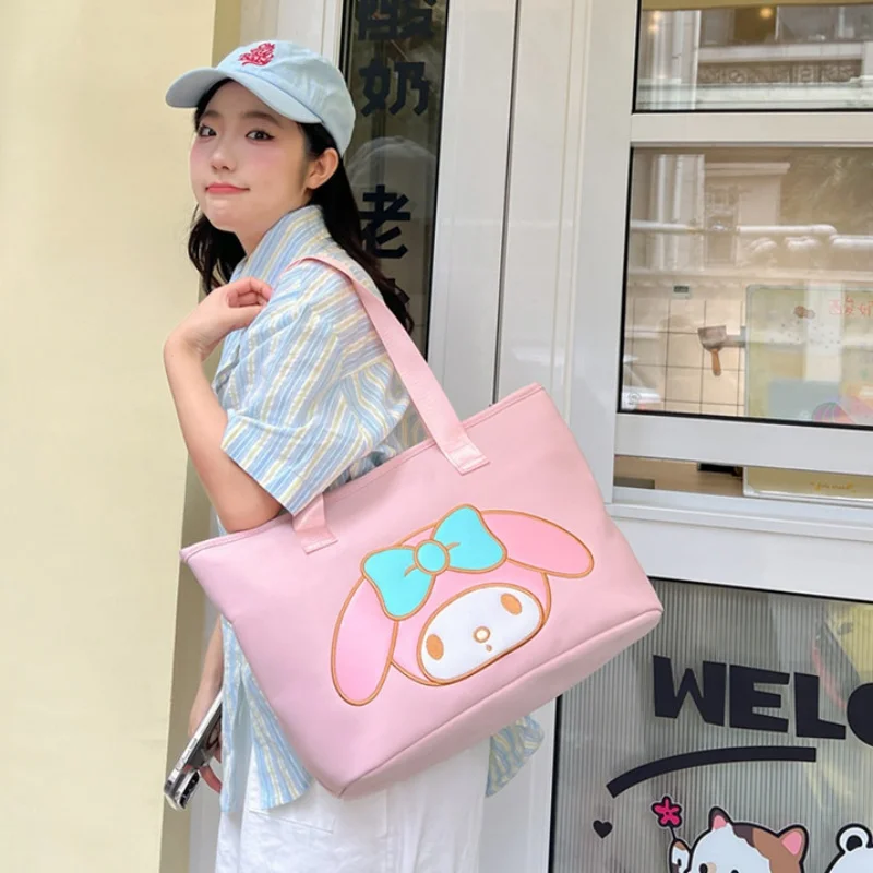 Sanrio Hangyodon My Melody Handheld Printed Crossbody Bag Kuromi Anime Kawaii Lightweight Waterproof Large Capacity Shoulder Bag