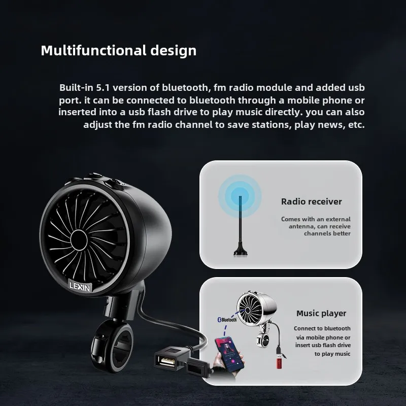 Motorcycle audio modification Lexing subwoofer waterproof electric vehicle locomotive takeaway horn special Q3