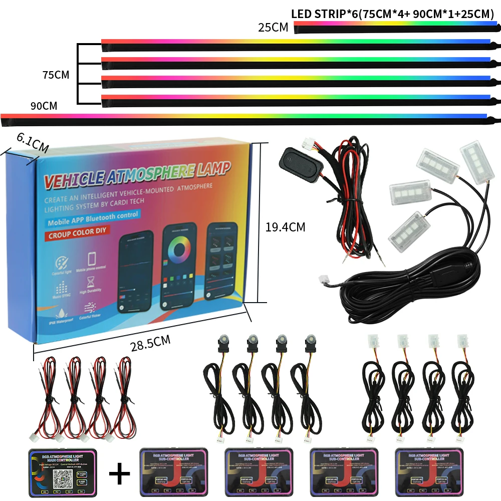 

RGB symphpony Led Strip Light Interior Light Acrylic Led Lights Kit for BMW Door Light Car Fiber Optic Light Car Ambient Light