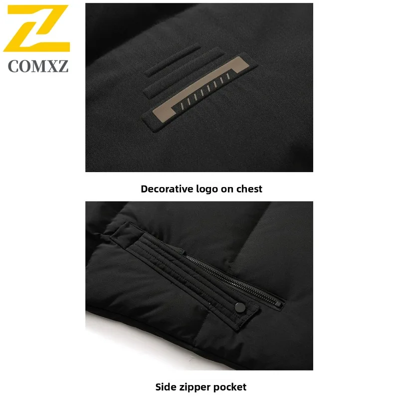 COMXZ Cold-Resistant Down Jacket 2025 Fashionable Lightweight Skiing Puffer Jacket Travel Windproof Loose Luxury Men's Clothing