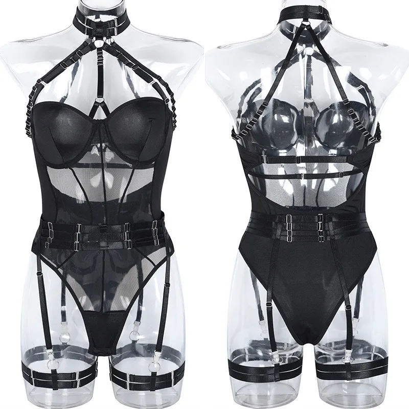 Toucheart مثير الإناث الملابس الداخلية النساء مثير الملابس الداخلية جمع تشكيل الجسم مثير Strappy نيسيي بلون الرسن بذلة مجموعة #5