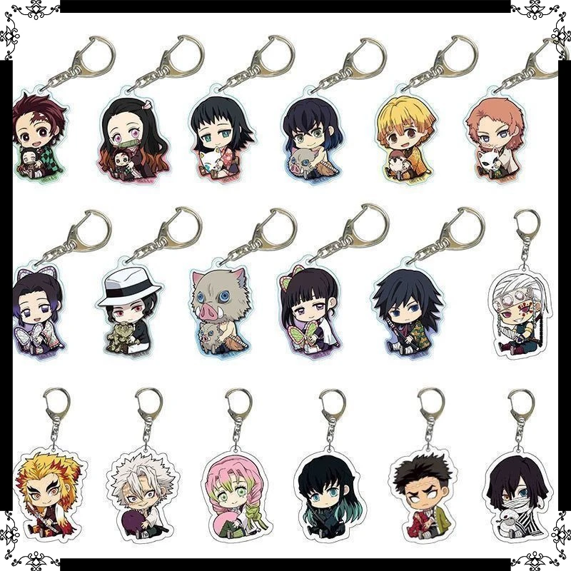 Demon Slayer Acrylic Keychain Pendant, Shadow Series Anime Charm Backpack Hanging Decor Gift for Fans