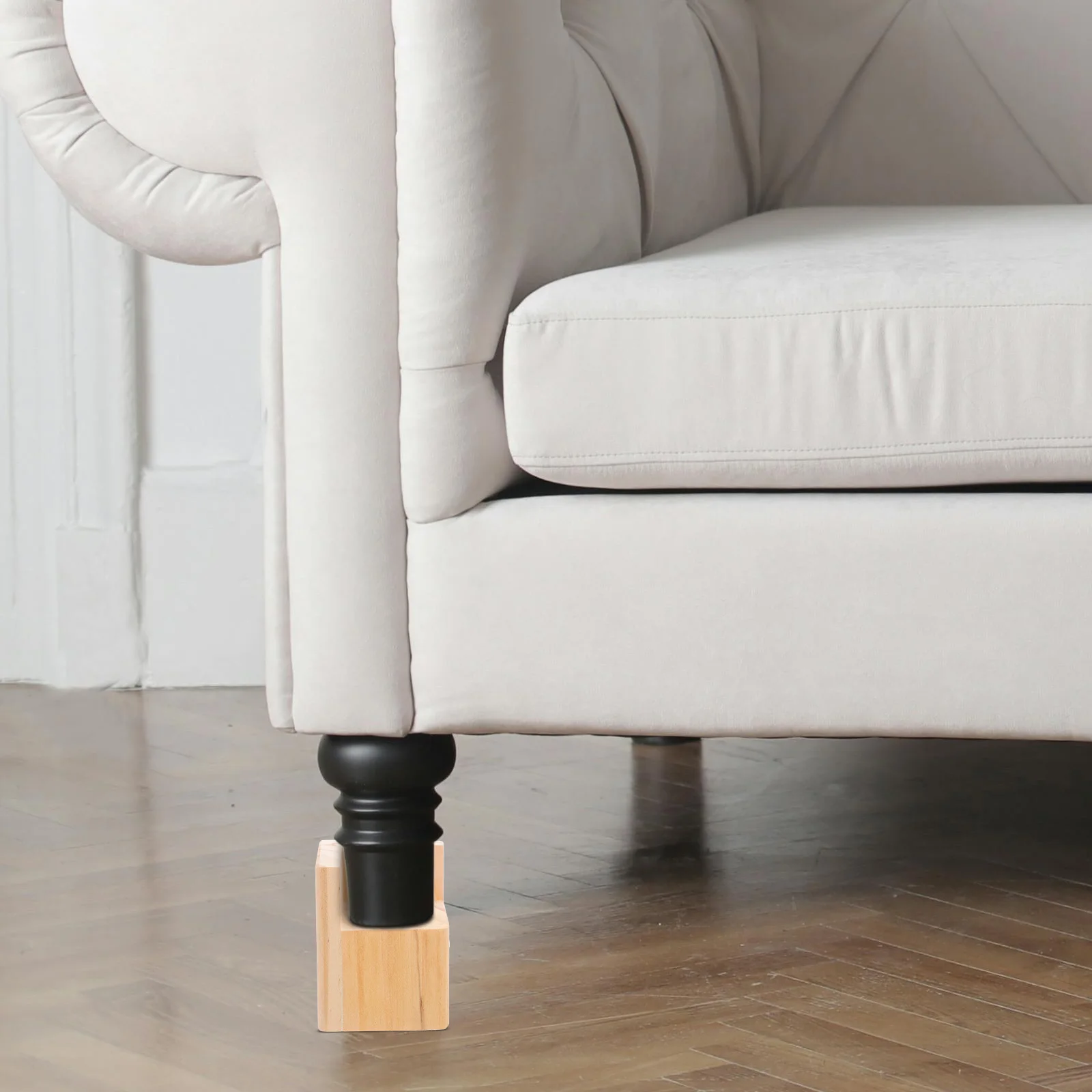 

4pcs Wooden Furniture Risers For Sofa Chairs Desks Tables Heavy Duty Couch Leg Riser Blocks Square Shape Stackable Design