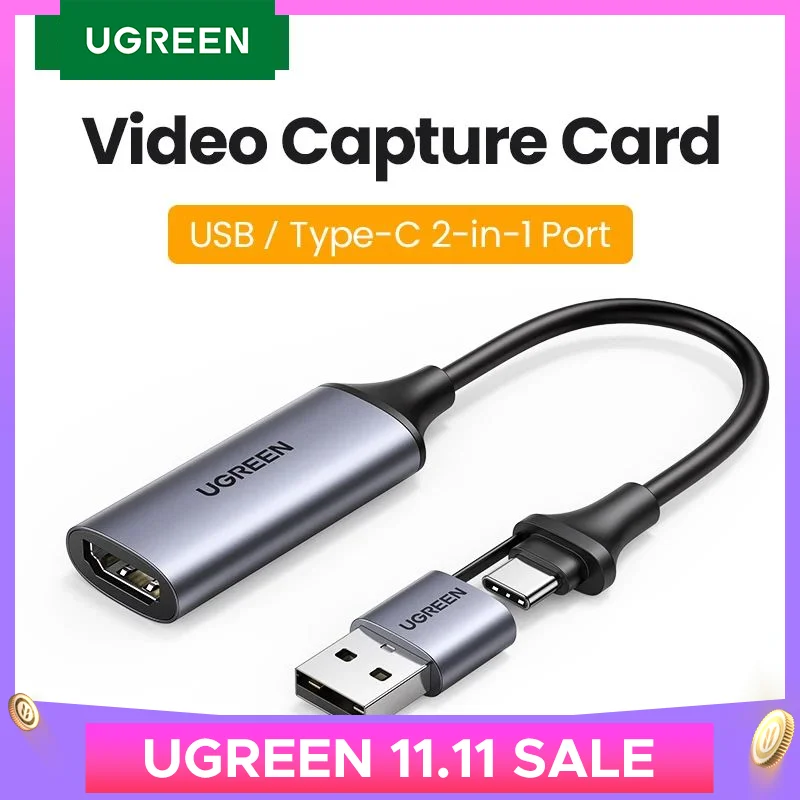 UGREEN HDMI to USB Type C Video Capture Card 4K HDMI Cable Adapter Grabber Box for PC Computer DSLR Camera Live Streaming Record