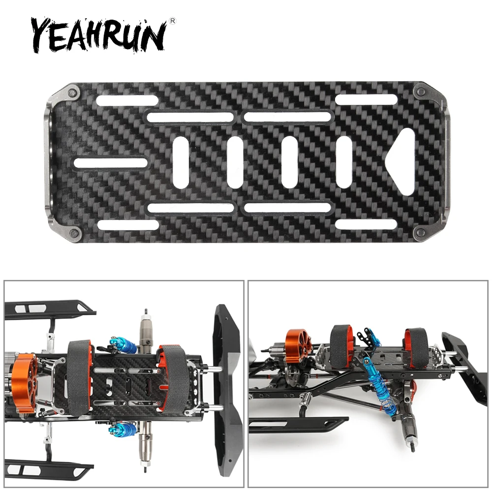 YEAHRUN Carbon Fiber Battery Mounting Plate Tray for Axial SCX10 1/10 RC Crawler Car Truck Model Toys Upgrade Parts