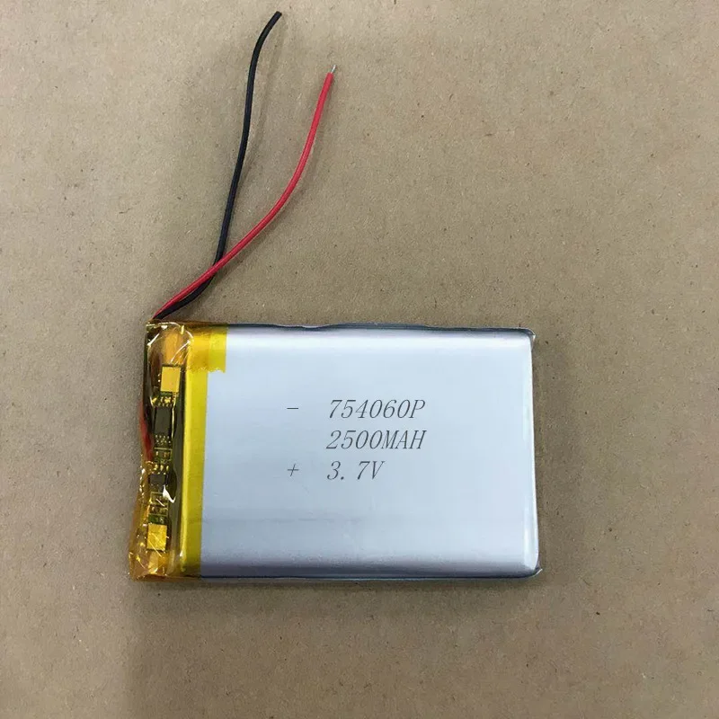 Baterai lithium polimer 3.7V 754060 MP3 MP4, daya ponsel audio Bluetooth 2500MAH