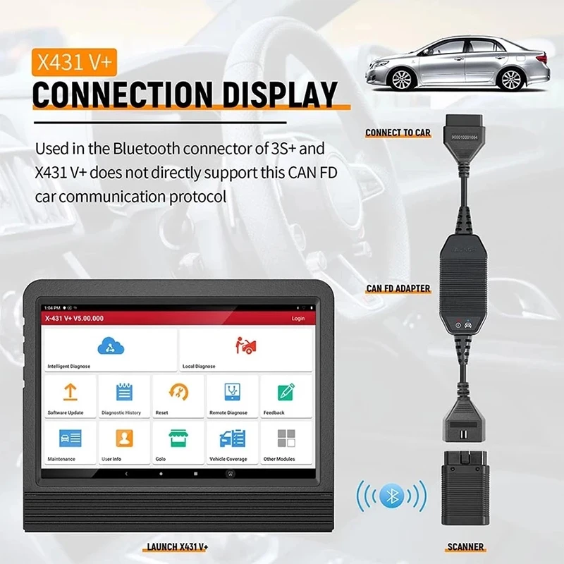 LAUNCH X431 CAN FD Connector Car Code Reader Diagnostic Tool Work for Can FD Compatibel Vehicles For X431 V+/ Pro3/ Pad 3/ Pad V