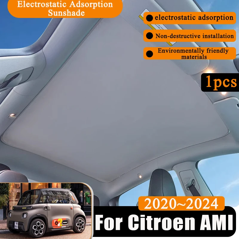 

1pcs Sunroof Sunshade For Citroen AMI 2020 2021 2022 2023 2024 Electrostatic Adsorption Car Sticker Anti-UV Skylight Accesories