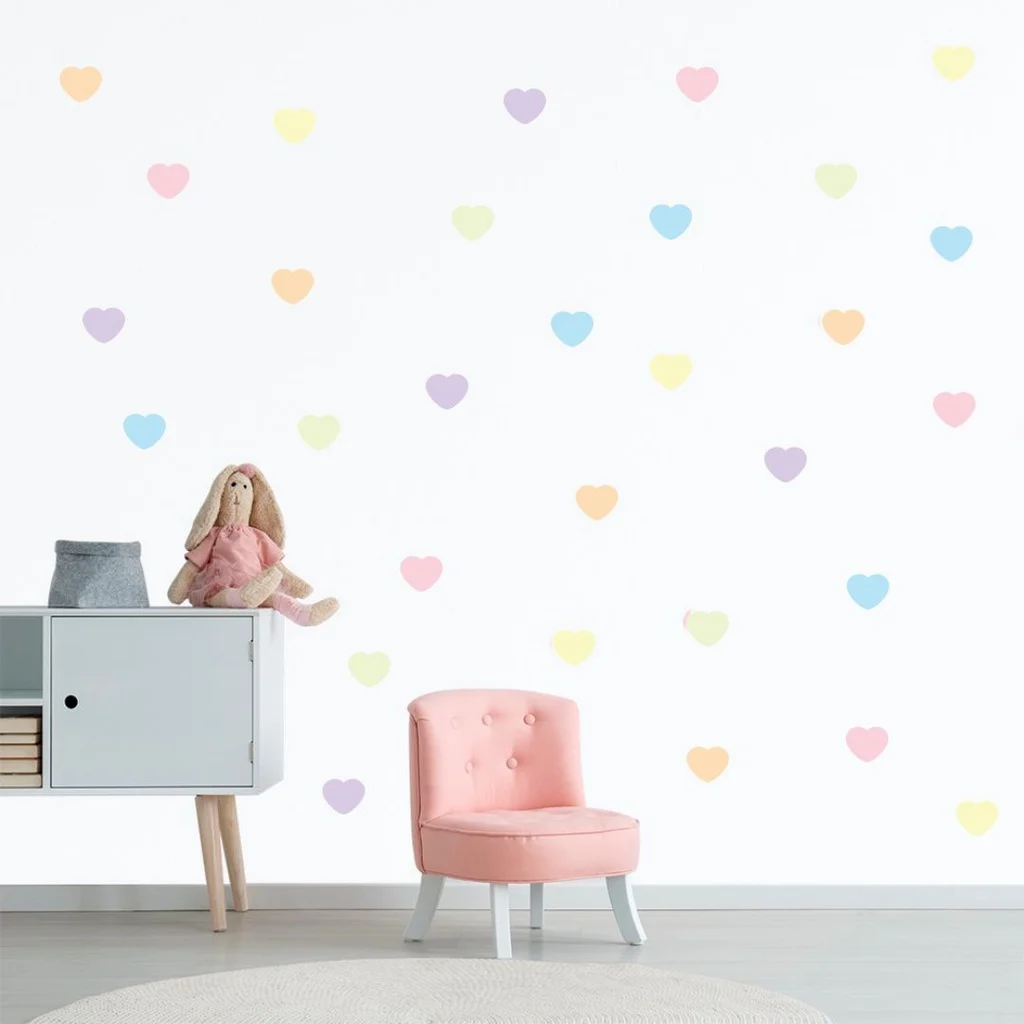 Children's Wall Sticker 114 Hearts Bedroom-Pastle Tones RO2001M2