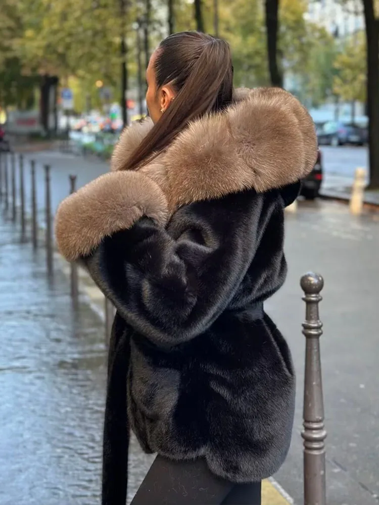 

HH женская зимняя модная повседневная стеганая куртка с длинными рукавами и поясом из искусственного меха с воротником и капюшоном, женская универсальная повседневная теплая куртка