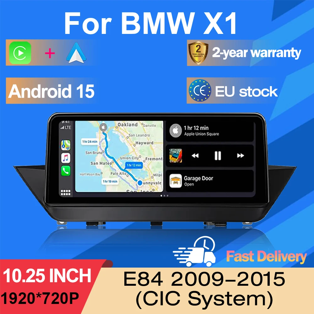 Lecteur DVD multimédia pour voiture pour BMW X1 E84 2009-2015 Android 15 10,25 pouces 8G 64G CIC GPS Navigation Autoradio Sans Fil Apple CarPlay Systèmes Intelligents 4G DSP
