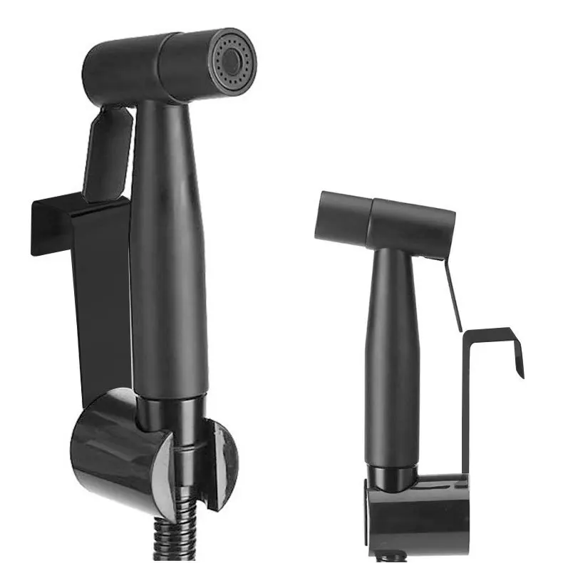 Black Toilet Bidet Sprayer Kit. Set Hand Hold Stainless Steel Shattaf For Bathroom Personal Cleanse Bidet Faucet