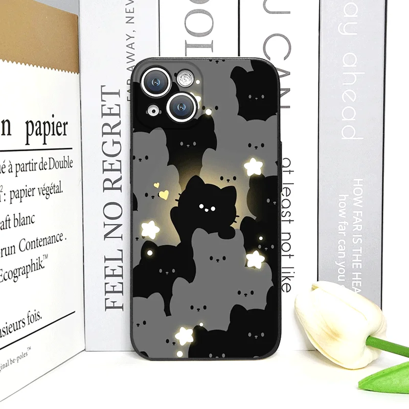 Cartoon Schwarz Weiß Katze Paar Handyhülle für IPhone 16 12 11 14 13 15 Pro Max Mini X XS MAX XR SE2 7 8 14Plus gepaarte Softcover