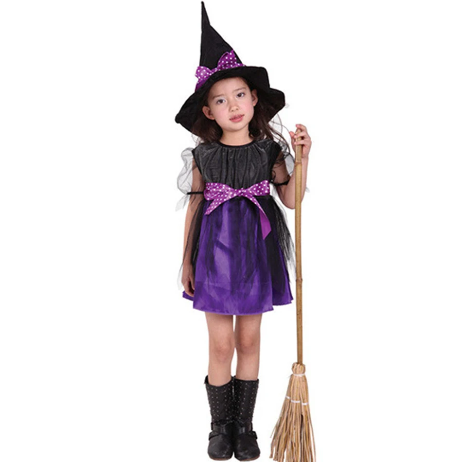 Halloween Costume Girls Fantasy Witch Dress Luxury Fancy Bat Spider Halloween Theme Party Outfits Kids Stage Performance Sets