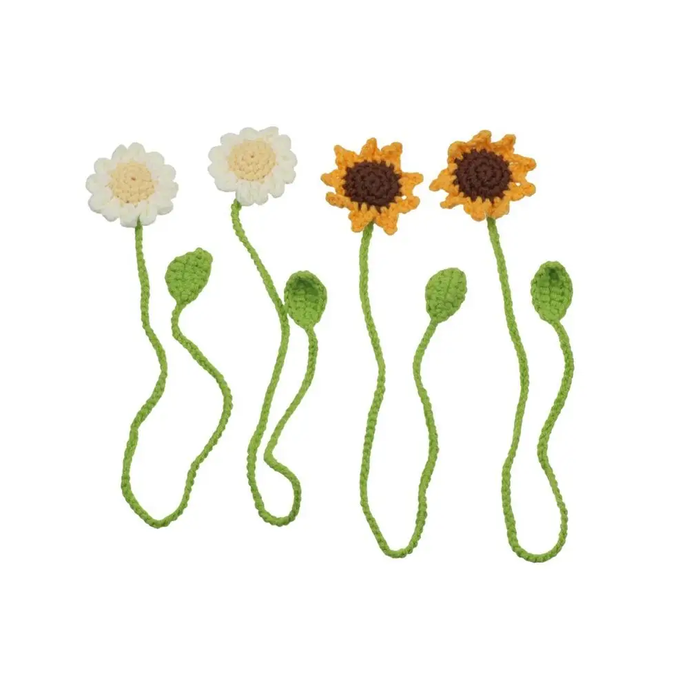 

Creative Handmade Knitted Bookmark Unique Belt Floral Pendants Daisy Flower Page Marker Crochet Book Marker Perfect Gift