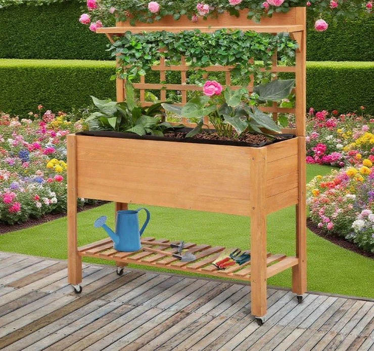 Raised Bed Planter Box - Jardinière surélevée en bois massif pour