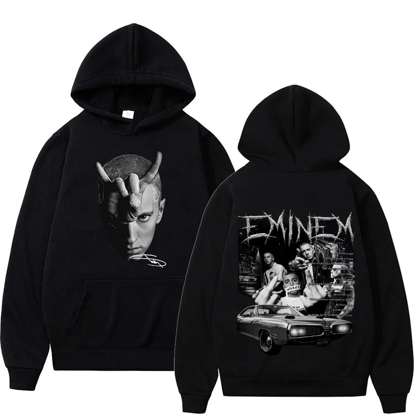 

Rapper Eminem Slim Shady Hoody Men's Hip Hop Vintage Pullover Sweatshirt Unisex Fashion Fleece Oversized Hoodie Loose Streetwear