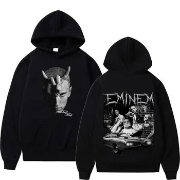 랩퍼 Eminem Slim Shady Hoody 남성 힙합 빈티지 풀오버 스웨트 유니섹스 패션 플리스 오버 사이즈 까마귀 루즈 스트리트웨어