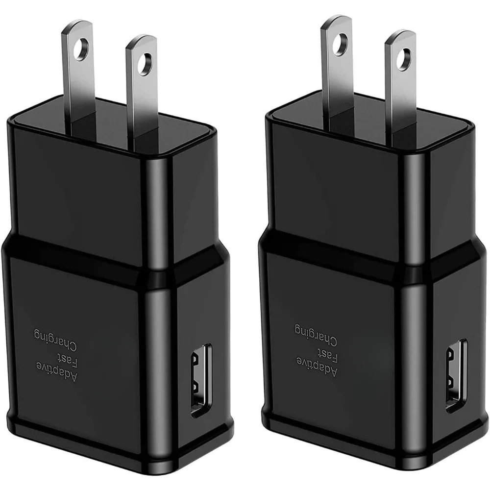 Adaptive Fast Charge USB Wall Charger Adapter, Fast Charging for Mobile Phones, Android Phone Travel Plug - 2 Pack