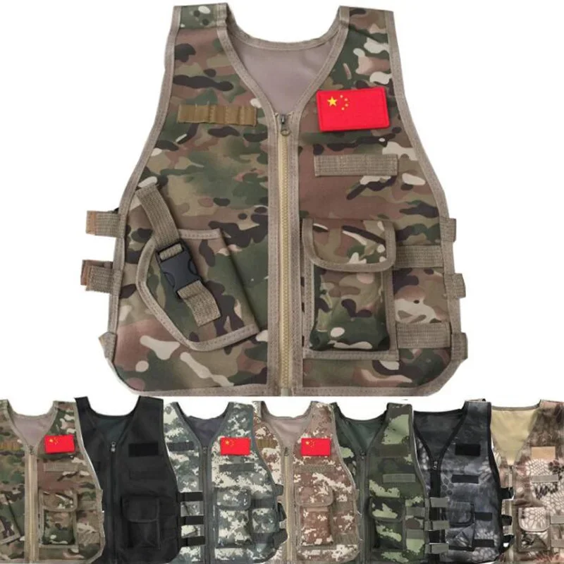 Summer Camping Training Camouflage Children Tactical Vest Body Armor Kids Outdoor Performance CS War Game Hunting Waistcoat Gear