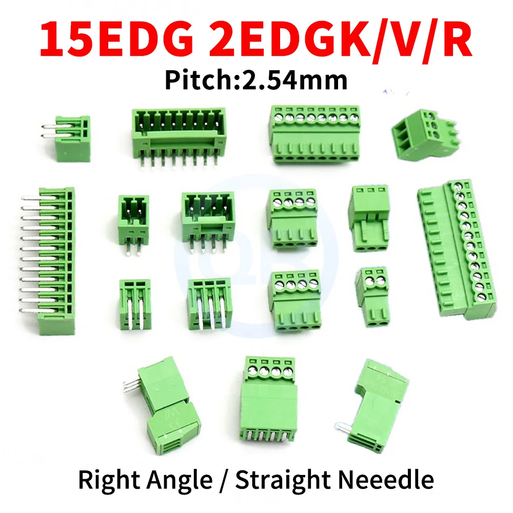 (5/10 Sets) KF2EDG 2.54mm 2EDGK + 2EDGV / 2EDGR 2.54 straight Right Angle base welded male/female connector JM 15EDG PCB plug