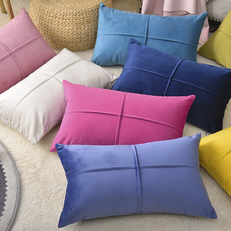 

Solid Velvet Waist Pillow Case 30X50 Nordic Simple Home Dector Pillow Covers Soft Skin-friendly Rectangular Lumbar Cushion Cover