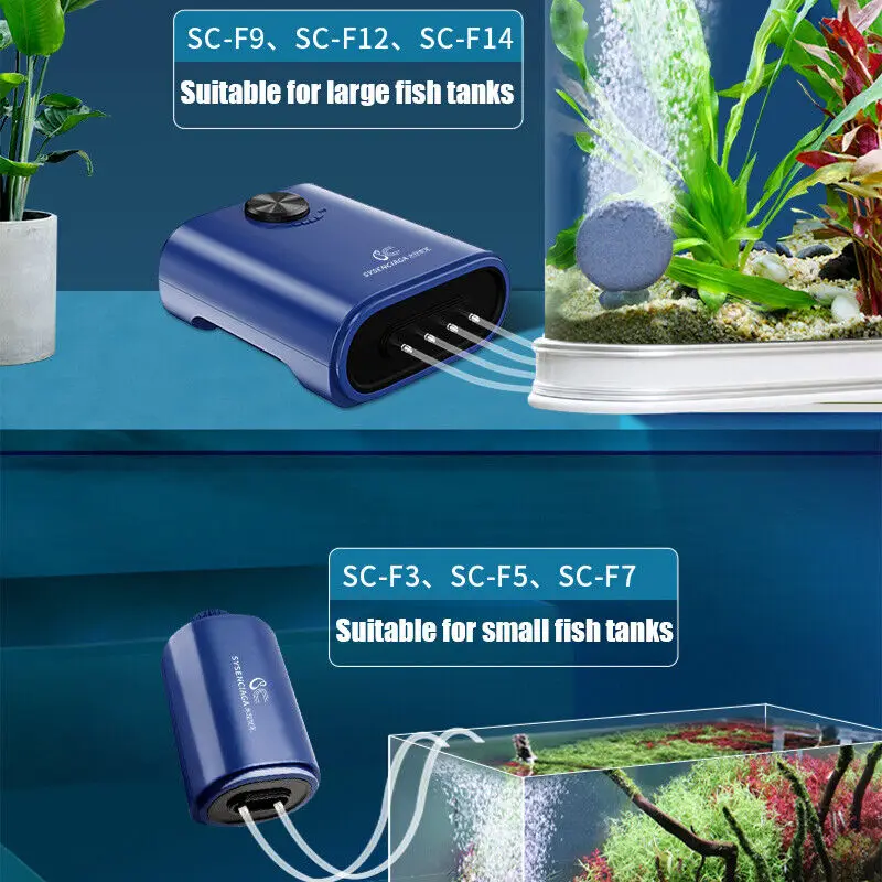 

Silent Aquarium Air Pump 1/2/4 Outlets owerful Aerator Pump Portable Compressor Generator Oxygenator Pond Aerator Fish Tank