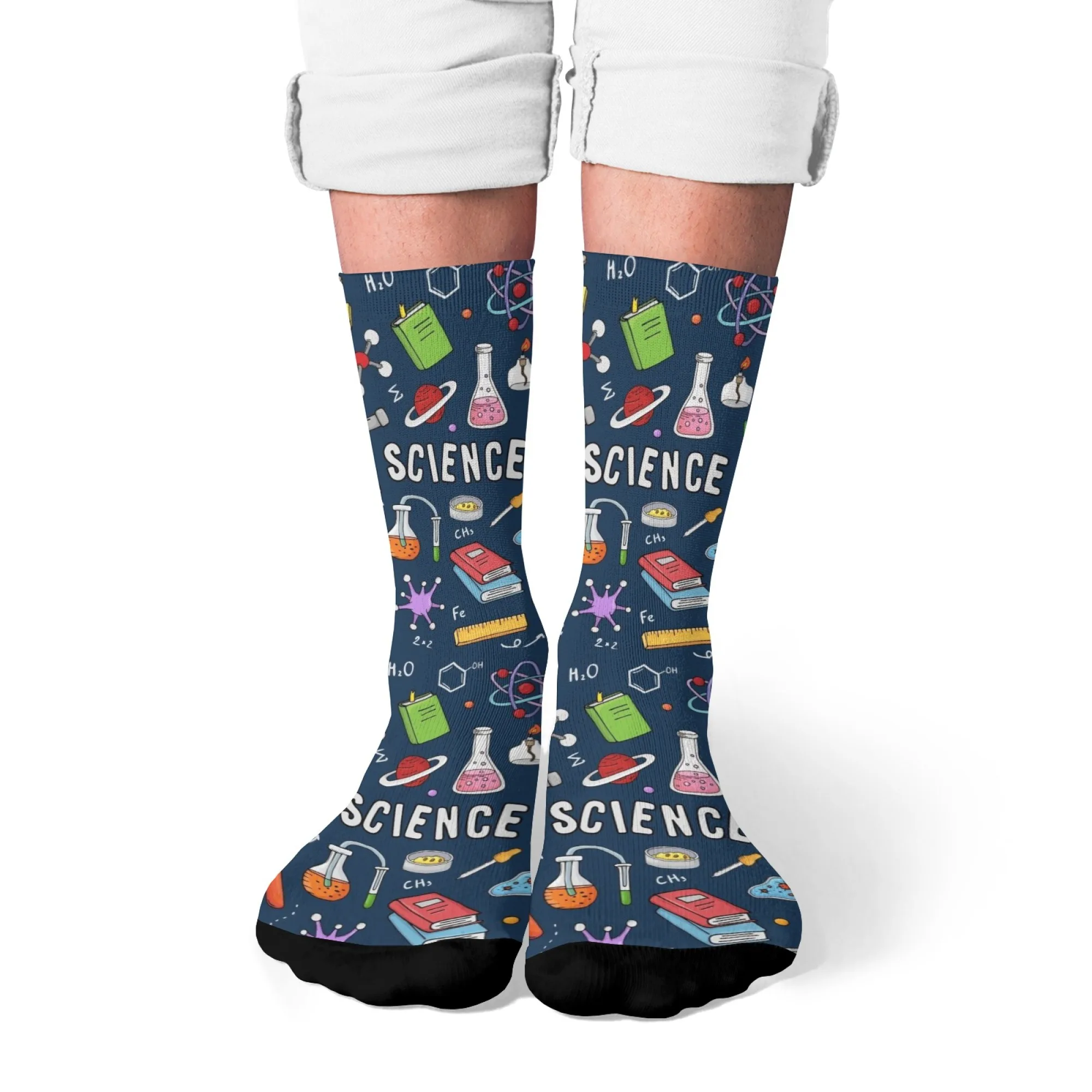 1 Pair All Season Hiking Happy Men Crew Socks Amazing Science Winter Socks Hiking Happy Socks Street Style Crazy Sock Gifts