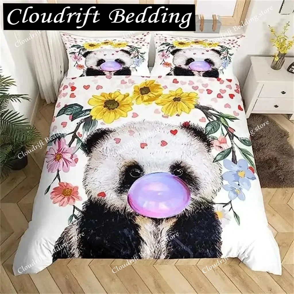 

3D-наволочка для подушки с изображением панды для мальчиков и девочек, милый комплект постельного белья с гигантской пандой, детский комплект постельного белья с мультяшным рисунком животных, декоративный чехол для одеяла, комплект постельного белья