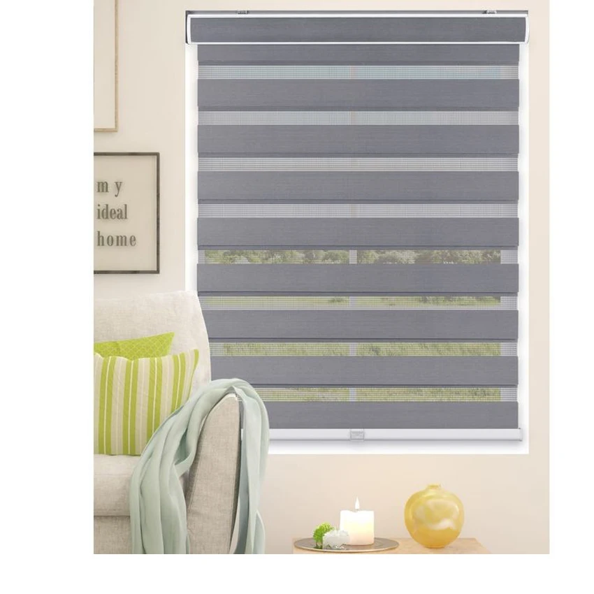 

DIHIN HOME Customized Size Zebra Blinds Shade Window Roller Curtain Motorized Double Layer Cordless Blinds