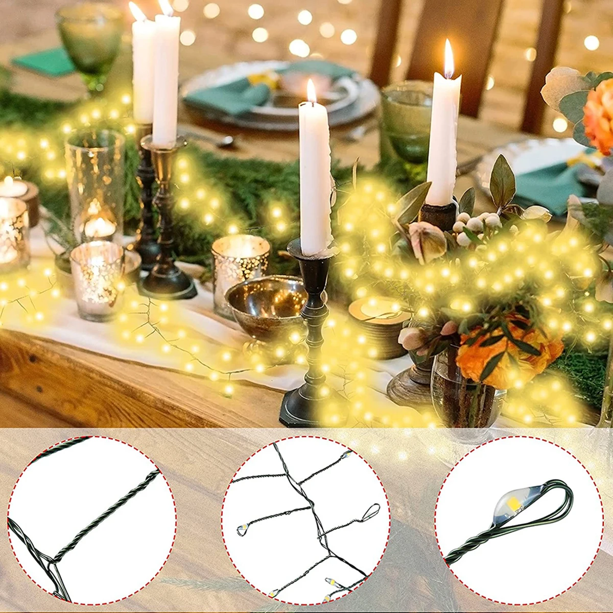 LED Cluster Firecracker String Lights 6M-75M Christmas Garland Fairy Lights for Garden Wedding Party Xmas Tree Decor Lamp