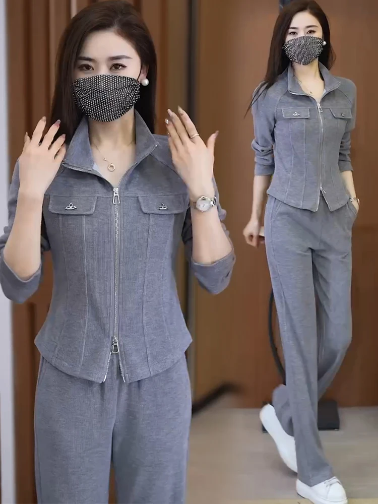 

Модный спортивный костюм для женщин: уникальный элитный комплект из двух предметов, новинка весны-осени, повседневный уличный стиль, для работы и отдыха