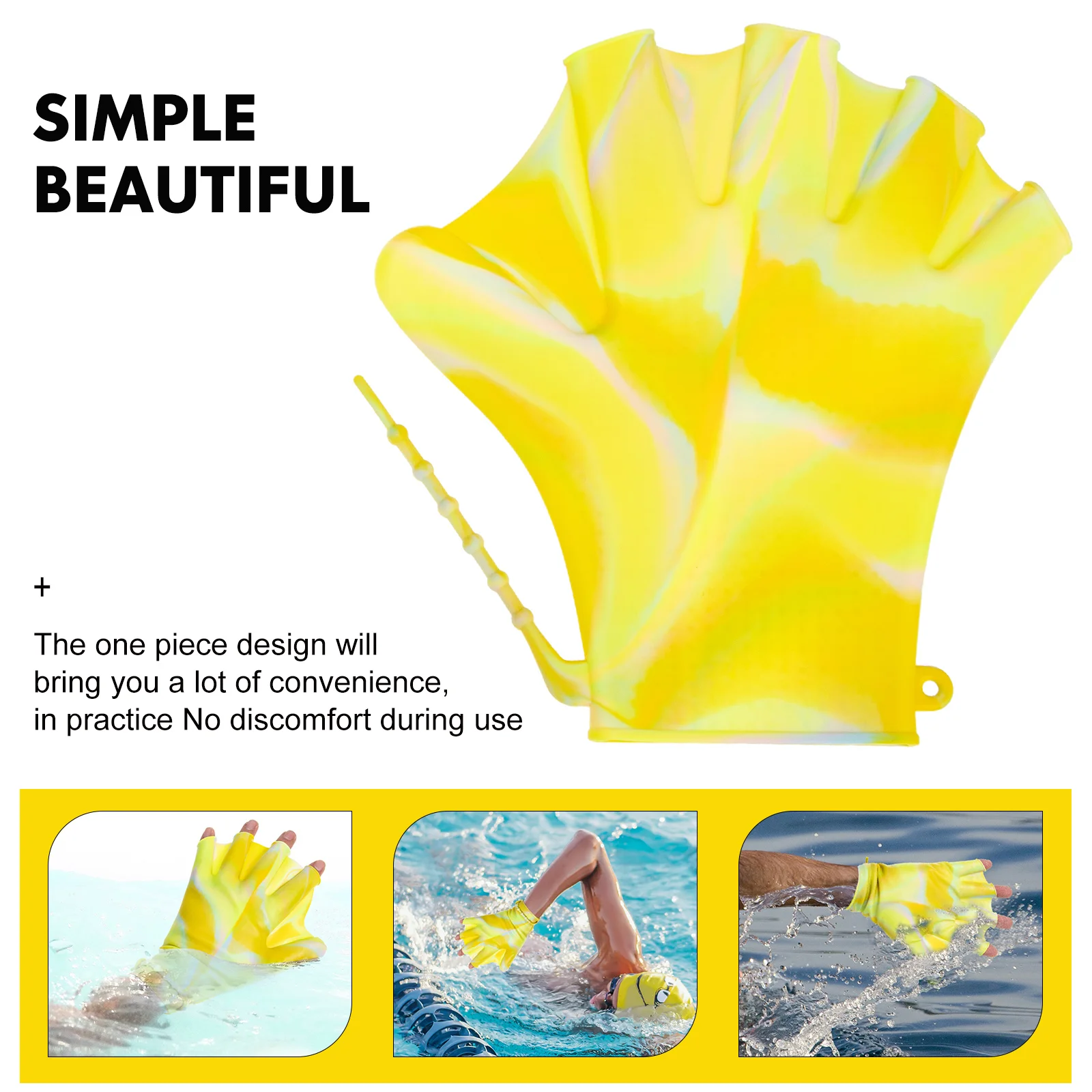 Swimming Gloves Webbed Adjustable Pool Paddles Silicone Diving Training Practicing Hand Cover Gym for Men image 3