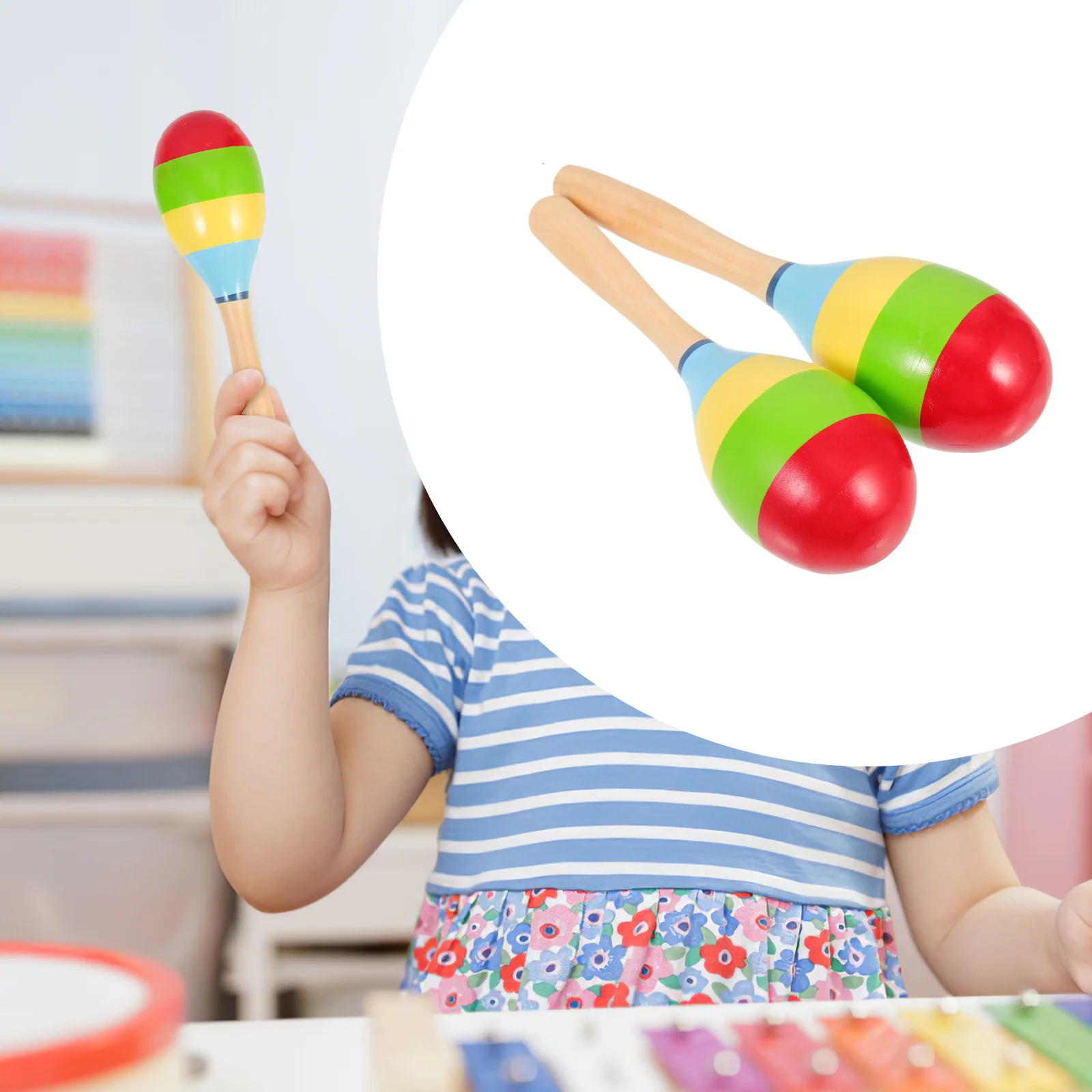 2-delige puzzel Medium Maracas Kinderspeelgoed Muziekinstrumenten Peuterspeelgoed Houten kinderzandhamers voor